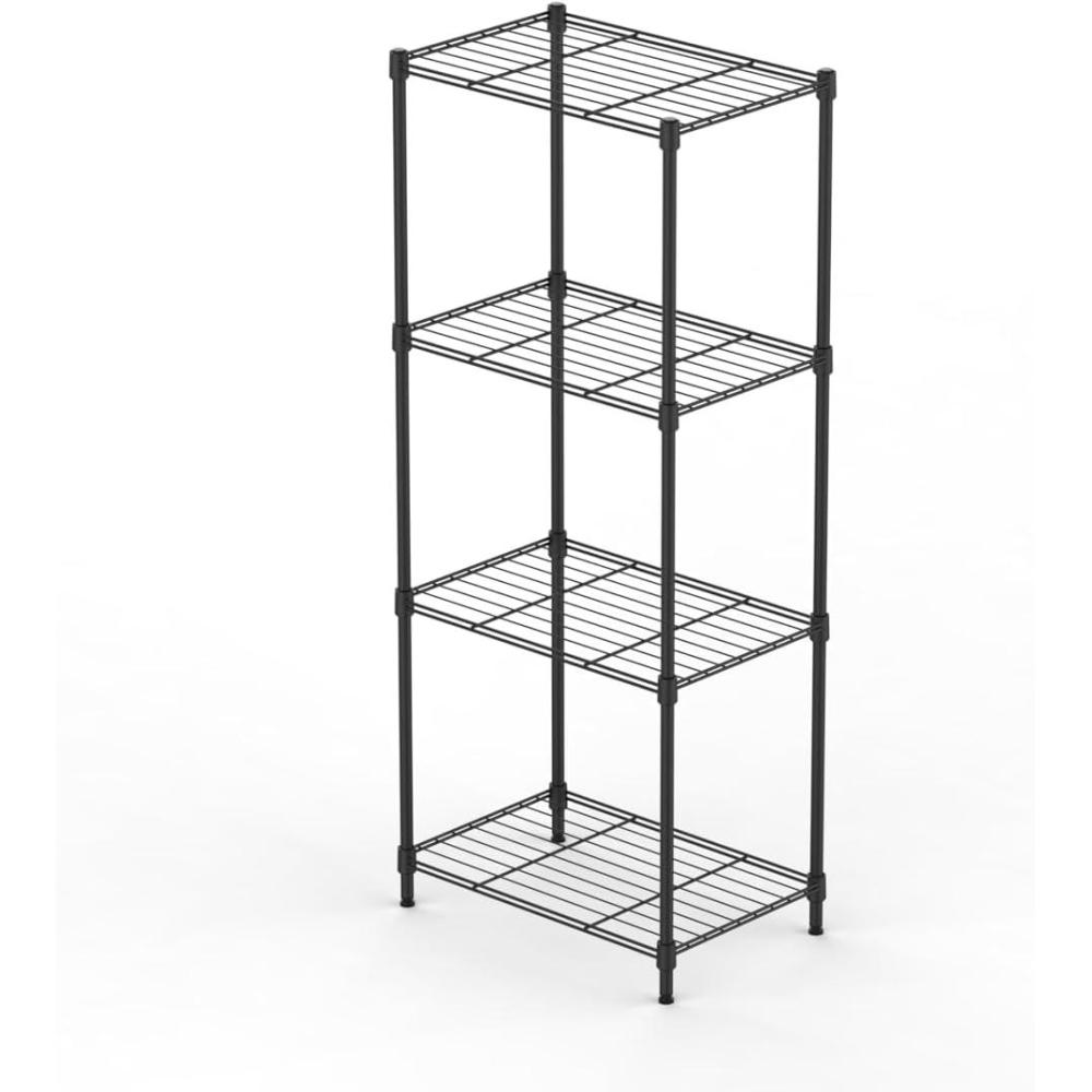 image:imageGarvee 4Tier Metal Storage Shelf for Storage 42 H x118 W x 1772 L Wire Shelves with Adjustable Leveling Feet Kitchen Pantry Closet Standing Metal Shelving Units for Compact Spaces Black