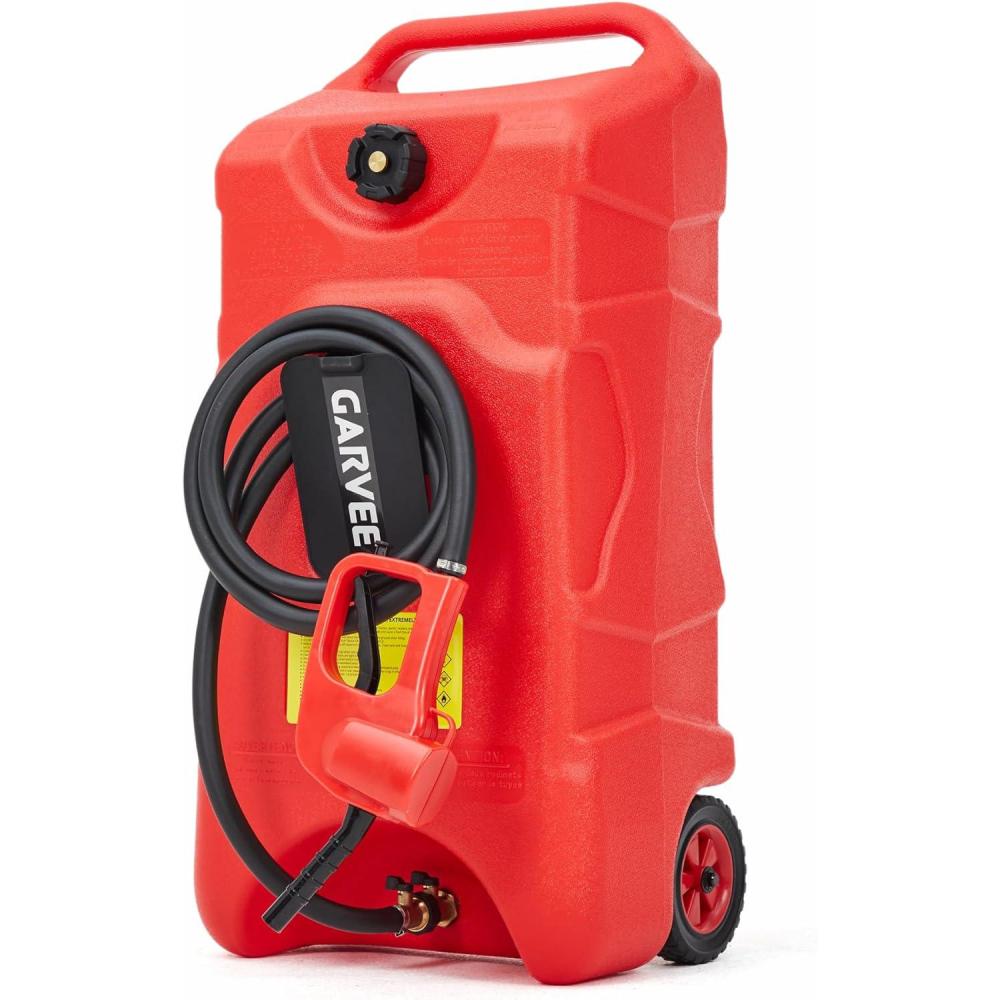 image:imageGarvee 16 Gallon Gas Can Fuel Tank Container with LE Fluid Transfer Manual 10 FT Siphon Pump Portable Diesel Gas Storage Caddy wWheels for Car ATV Weeder Boat Tractor Snow BlowerGeneratorRed 16 Gal Block
