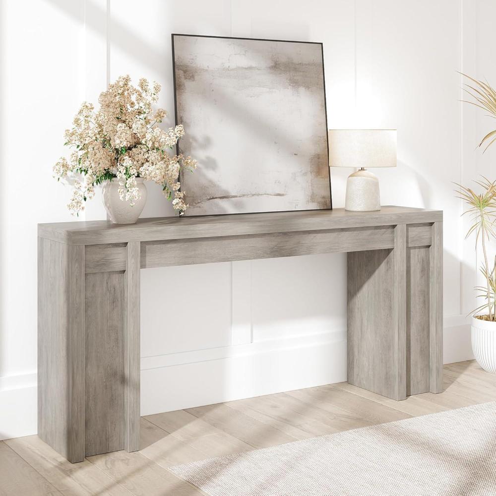 image:imageGarvee 709Inch Entryway Table Wooden Farmhouse Console Table Thick Sofa Table Behind Couch Table Long Console Tables for Entryway Living Room Gray