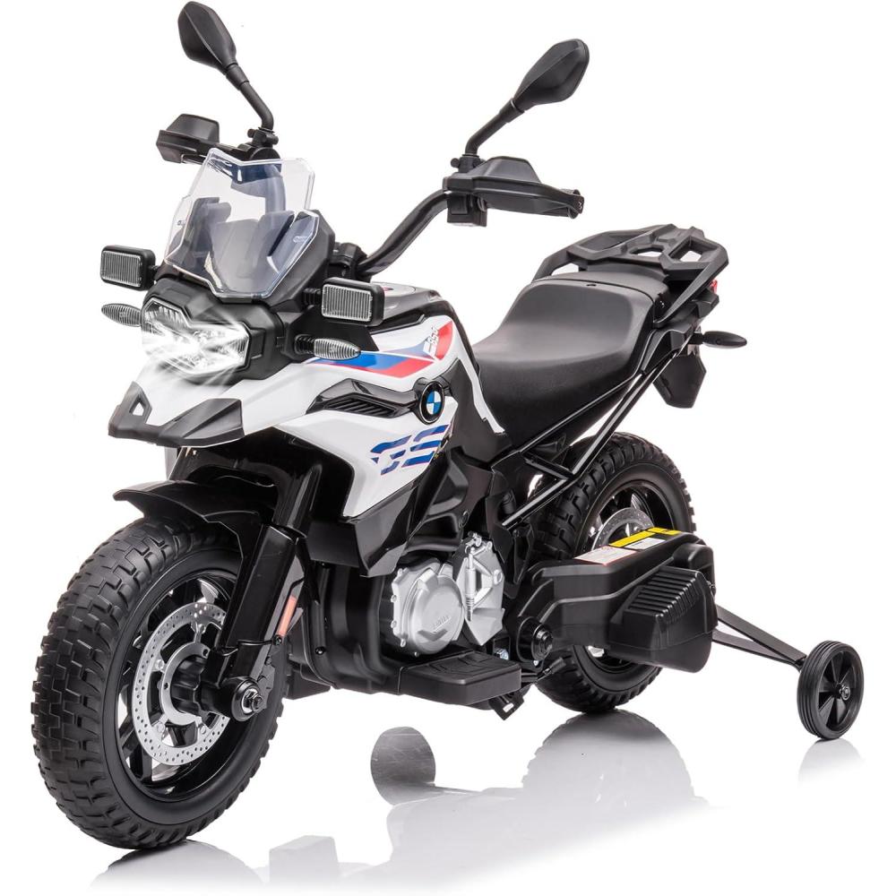 image:imageLicensed BMW Electric Police Motorcycle for Kids 12V Ride On Motorcycle with Training Wheels 2 Speeds 186435mph LED Headlights MP3 Player amp Storage Box Gift for Boys amp GirlsWhite