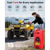 15 gal Gas Can, Heavy-Duty Gas Tank and Fuel Caddy with Manual Fuel Transfer Pump, Portable Fuel Tank on Wheels with 10 ft Hose for Lawn Mowers, Cars, Boats, ATVs, Home and Farm Use, Red(Red)