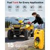 15 gal Gas Can, Heavy-Duty Gas Tank and Fuel Caddy with Manual Fuel Transfer Pump, Portable Fuel Tank on Wheels with 10 ft Hose for Lawn Mowers, Cars, Boats, ATVs, Home and Farm Use, Red(Yellow)