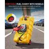 15 gal Gas Can, Heavy-Duty Gas Tank and Fuel Caddy with Manual Fuel Transfer Pump, Portable Fuel Tank on Wheels with 10 ft Hose for Lawn Mowers, Cars, Boats, ATVs, Home and Farm Use, Red(Yellow)