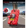 15 gal Gas Can, Heavy-Duty Gas Tank and Fuel Caddy with Manual Fuel Transfer Pump, Portable Fuel Tank on Wheels with 10 ft Hose for Lawn Mowers, Cars, Boats, ATVs, Home and Farm Use, Red(Red)