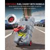 15 gal Gas Can, Heavy-Duty Gas Tank and Fuel Caddy with Manual Fuel Transfer Pump, Portable Fuel Tank on Wheels with 10 ft Hose for Lawn Mowers, Cars, Boats, ATVs, Home and Farm Use, Red(Grey 15 Gallon)