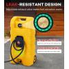 15 gal Gas Can, Heavy-Duty Gas Tank and Fuel Caddy with Manual Fuel Transfer Pump, Portable Fuel Tank on Wheels with 10 ft Hose for Lawn Mowers, Cars, Boats, ATVs, Home and Farm Use, Red(Yellow)