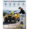 15 gal Gas Can, Heavy-Duty Gas Tank and Fuel Caddy with Manual Fuel Transfer Pump, Portable Fuel Tank on Wheels with 10 ft Hose for Lawn Mowers, Cars, Boats, ATVs, Home and Farm Use, Red(Grey 15 Gallon)