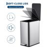 4 Gallon Stainless Steel Trash Can with Soft Close Lid, Step-on Bathroom & Kitchen Garbage Bin, Compact Slim Design with Removable Inner Bucket for Office, Living Room(Silver)