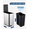 4 Gallon Stainless Steel Trash Can with Soft Close Lid, Step-on Bathroom & Kitchen Garbage Bin, Compact Slim Design with Removable Inner Bucket for Office, Living Room(Silver)