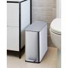 4 Gallon Stainless Steel Trash Can with Soft Close Lid, Step-on Bathroom & Kitchen Garbage Bin, Compact Slim Design with Removable Inner Bucket for Office, Living Room(Silver)