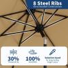 9 ft Patio Umbrella – 8 Sturdy Ribs Outdoor Table Umbrella with Crank Lift & Push Button Tilt – Market Umbrella for Pool, Deck, Yard, Garden -Navy blue & White Stripe(Tan New)