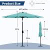 9 ft Patio Umbrella – 8 Sturdy Ribs Outdoor Table Umbrella with Crank Lift & Push Button Tilt – Market Umbrella for Pool, Deck, Yard, Garden -Navy blue & White Stripe(Lake Blue)