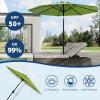 9 ft Patio Umbrella – 8 Sturdy Ribs Outdoor Table Umbrella with Crank Lift & Push Button Tilt – Market Umbrella for Pool, Deck, Yard, Garden -Navy blue & White Stripe(Grass Green)