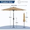 9 ft Patio Umbrella – 8 Sturdy Ribs Outdoor Table Umbrella with Crank Lift & Push Button Tilt – Market Umbrella for Pool, Deck, Yard, Garden -Navy blue & White Stripe(Tan)