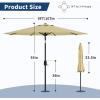 9 ft Patio Umbrella – 8 Sturdy Ribs Outdoor Table Umbrella with Crank Lift & Push Button Tilt – Market Umbrella for Pool, Deck, Yard, Garden -Navy blue & White Stripe(beige new)