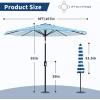 9 ft Patio Umbrella – 8 Sturdy Ribs Outdoor Table Umbrella with Crank Lift & Push Button Tilt – Market Umbrella for Pool, Deck, Yard, Garden -Navy blue & White Stripe(Blue & White Stripes)