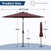 9 ft Patio Umbrella – 8 Sturdy Ribs Outdoor Table Umbrella with Crank Lift & Push Button Tilt – Market Umbrella for Pool, Deck, Yard, Garden -Navy blue & White Stripe(Dark Red)