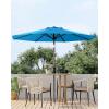 9 ft Patio Umbrella – 8 Sturdy Ribs Outdoor Table Umbrella with Crank Lift & Push Button Tilt – Market Umbrella for Pool, Deck, Yard, Garden -Navy blue & White Stripe(Azure)