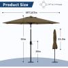 9 ft Patio Umbrella – 8 Sturdy Ribs Outdoor Table Umbrella with Crank Lift & Push Button Tilt – Market Umbrella for Pool, Deck, Yard, Garden -Navy blue & White Stripe(Taupe)