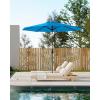 9 ft Patio Umbrella – 8 Sturdy Ribs Outdoor Table Umbrella with Crank Lift & Push Button Tilt – Market Umbrella for Pool, Deck, Yard, Garden -Navy blue & White Stripe(Azure)