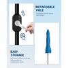 9 ft Patio Umbrella – 8 Sturdy Ribs Outdoor Table Umbrella with Crank Lift & Push Button Tilt – Market Umbrella for Pool, Deck, Yard, Garden -Navy blue & White Stripe(Azure)