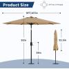 9 ft Patio Umbrella – 8 Sturdy Ribs Outdoor Table Umbrella with Crank Lift & Push Button Tilt – Market Umbrella for Pool, Deck, Yard, Garden -Navy blue & White Stripe(Tan Old)