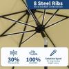 9 ft Patio Umbrella – 8 Sturdy Ribs Outdoor Table Umbrella with Crank Lift & Push Button Tilt – Market Umbrella for Pool, Deck, Yard, Garden -Navy blue & White Stripe(beige new)
