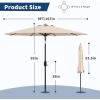 9 ft Patio Umbrella – 8 Sturdy Ribs Outdoor Table Umbrella with Crank Lift & Push Button Tilt – Market Umbrella for Pool, Deck, Yard, Garden -Navy blue & White Stripe(Light Beige)