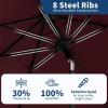 9 ft Patio Umbrella – 8 Sturdy Ribs Outdoor Table Umbrella with Crank Lift & Push Button Tilt – Market Umbrella for Pool, Deck, Yard, Garden -Navy blue & White Stripe(Dark Red)