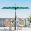 9 ft Patio Umbrella – 8 Sturdy Ribs Outdoor Table Umbrella with Crank Lift & Push Button Tilt – Market Umbrella for Pool, Deck, Yard, Garden -Navy blue & White Stripe(Lake Blue)