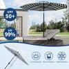 9 ft Patio Umbrella – 8 Sturdy Ribs Outdoor Table Umbrella with Crank Lift & Push Button Tilt – Market Umbrella for Pool, Deck, Yard, Garden -Navy blue & White Stripe(Black & White Stripe)