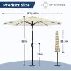 9 ft Patio Umbrella – 8 Sturdy Ribs Outdoor Table Umbrella with Crank Lift & Push Button Tilt – Market Umbrella for Pool, Deck, Yard, Garden -Navy blue & White Stripe(Tan & White Stripes)