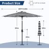 9 ft Patio Umbrella – 8 Sturdy Ribs Outdoor Table Umbrella with Crank Lift & Push Button Tilt – Market Umbrella for Pool, Deck, Yard, Garden -Navy blue & White Stripe(Black & White Stripe)