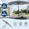 9 ft Patio Umbrella – 8 Sturdy Ribs Outdoor Table Umbrella with Crank Lift & Push Button Tilt – Market Umbrella for Pool, Deck, Yard, Garden -Navy blue & White Stripe(Navy blue & White Stripe)