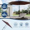 9 ft Patio Umbrella – 8 Sturdy Ribs Outdoor Table Umbrella with Crank Lift & Push Button Tilt – Market Umbrella for Pool, Deck, Yard, Garden -Navy blue & White Stripe(Dark Red)