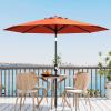 9 ft Patio Umbrella – 8 Sturdy Ribs Outdoor Table Umbrella with Crank Lift & Push Button Tilt – Market Umbrella for Pool, Deck, Yard, Garden -Navy blue & White Stripe(Orange)