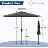9 ft Patio Umbrella – 8 Sturdy Ribs Outdoor Table Umbrella with Crank Lift & Push Button Tilt – Market Umbrella for Pool, Deck, Yard, Garden -Navy blue & White Stripe(Gray)