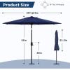9 ft Patio Umbrella – 8 Sturdy Ribs Outdoor Table Umbrella with Crank Lift & Push Button Tilt – Market Umbrella for Pool, Deck, Yard, Garden -Navy blue & White Stripe(Navy Blue Old)