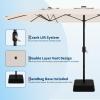 Garvee 15 ft Rectangular Patio Umbrella with Base Included – Large Patio Umbrella with Crank Handle, UV Protection for Outdoor Market, Backyard, Pool – Navy Blue(Beige)