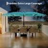 Garvee 15 ft Rectangular Patio Umbrella with Base Included – Large Patio Umbrella with Crank Handle, UV Protection for Outdoor Market, Backyard, Pool – Navy Blue(Turquois old)
