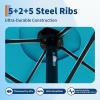 Garvee 15 ft Rectangular Patio Umbrella with Base Included – Large Patio Umbrella with Crank Handle, UV Protection for Outdoor Market, Backyard, Pool – Navy Blue(Turquois old)