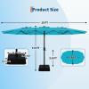 Garvee 15 ft Rectangular Patio Umbrella with Base Included – Large Patio Umbrella with Crank Handle, UV Protection for Outdoor Market, Backyard, Pool – Navy Blue(Mist Blue New)
