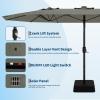 Garvee 15 ft Rectangular Patio Umbrella with Base Included – Large Patio Umbrella with Crank Handle, UV Protection for Outdoor Market, Backyard, Pool – Navy Blue(Gray old)
