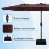 Garvee 15 ft Rectangular Patio Umbrella with Base Included – Large Patio Umbrella with Crank Handle, UV Protection for Outdoor Market, Backyard, Pool – Navy Blue(Burgundy)
