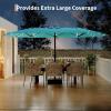 Garvee 15 ft Rectangular Patio Umbrella with Base Included – Large Patio Umbrella with Crank Handle, UV Protection for Outdoor Market, Backyard, Pool – Navy Blue(Mist Blue New)