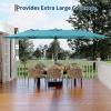 Garvee 15 ft Rectangular Patio Umbrella with Base Included – Large Patio Umbrella with Crank Handle, UV Protection for Outdoor Market, Backyard, Pool – Navy Blue(Mist Blue)