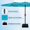 Garvee 15 ft Rectangular Patio Umbrella with Base Included – Large Patio Umbrella with Crank Handle, UV Protection for Outdoor Market, Backyard, Pool – Navy Blue(Mist Blue)