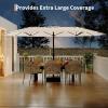 Garvee 15 ft Rectangular Patio Umbrella with Base Included – Large Patio Umbrella with Crank Handle, UV Protection for Outdoor Market, Backyard, Pool – Navy Blue(Beige old)
