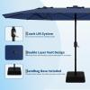 Garvee 15 ft Rectangular Patio Umbrella with Base Included – Large Patio Umbrella with Crank Handle, UV Protection for Outdoor Market, Backyard, Pool – Navy Blue(Navy Blue)