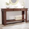 Garvee 54-Inch Long Console Table with Drawers, Wooden Rectangular Entryway Table w/Open Storage Shelf, Sofa Table Behind Couch, Farmhouse Entry Foyer Table for Entryway, Hallway, Living Room(Red Brown)